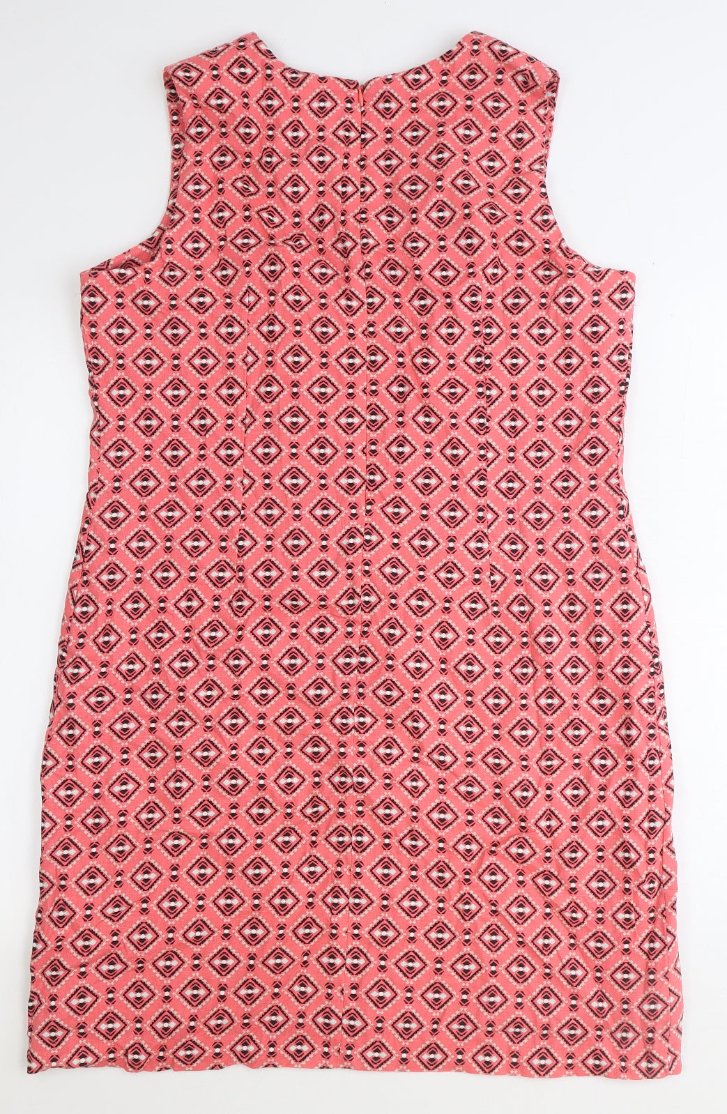 Peacocks Womens Pink Geometric Linen A-Line Size 14 V-Neck Zip