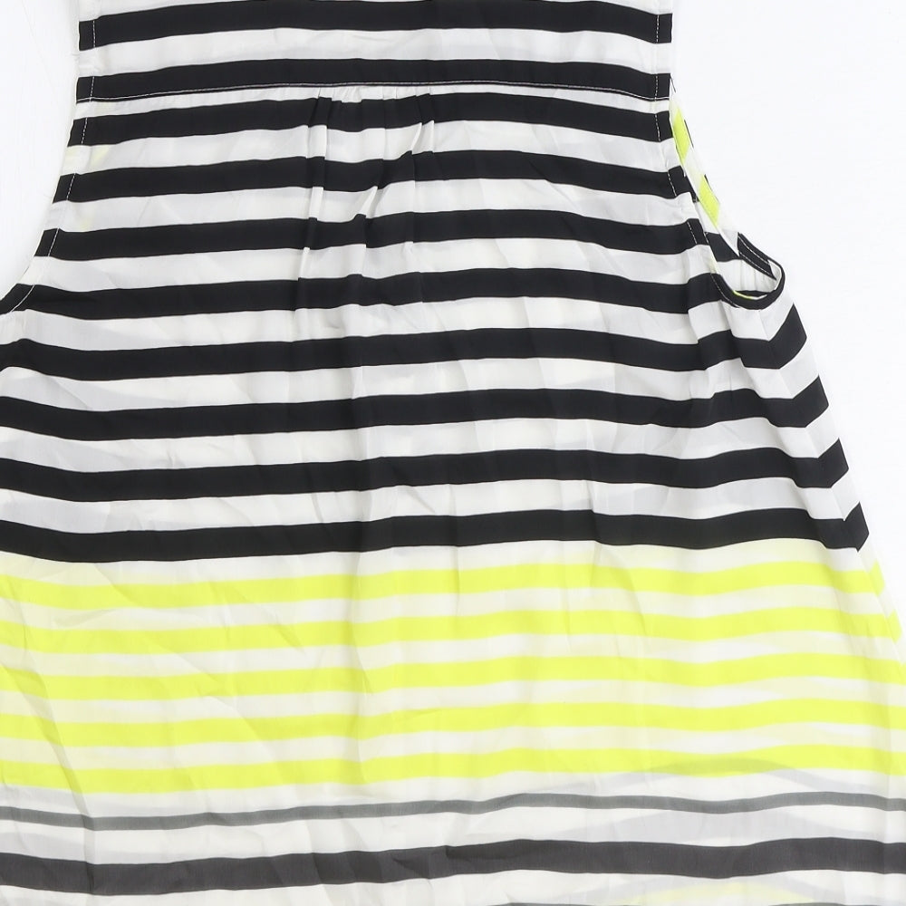 Twist & Tango Womens Blue Striped Polyester Basic Button-Up Size 8 V-Neck
