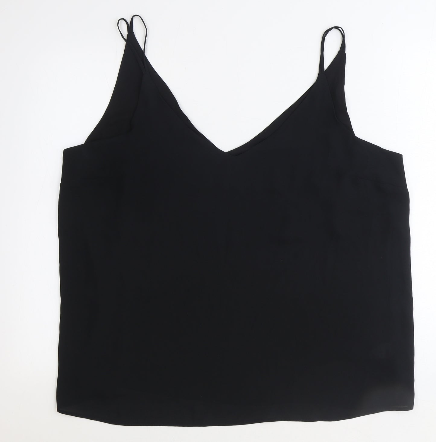 Papaya Womens Black Polyester Basic Tank Size 20 V-Neck