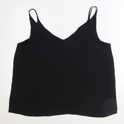 Papaya Womens Black Polyester Basic Tank Size 20 V-Neck