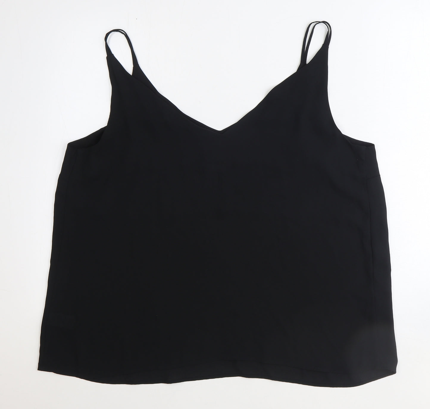 Papaya Womens Black Polyester Basic Tank Size 20 V-Neck