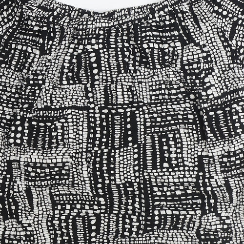 Papaya Womens Black Geometric Viscose Basic Blouse Size 12 Boat Neck