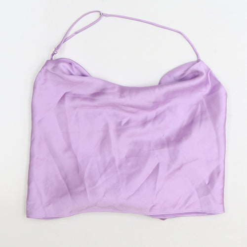 Zara Womens Purple Polyester Cropped Tank Size 2XL Cowl Neck