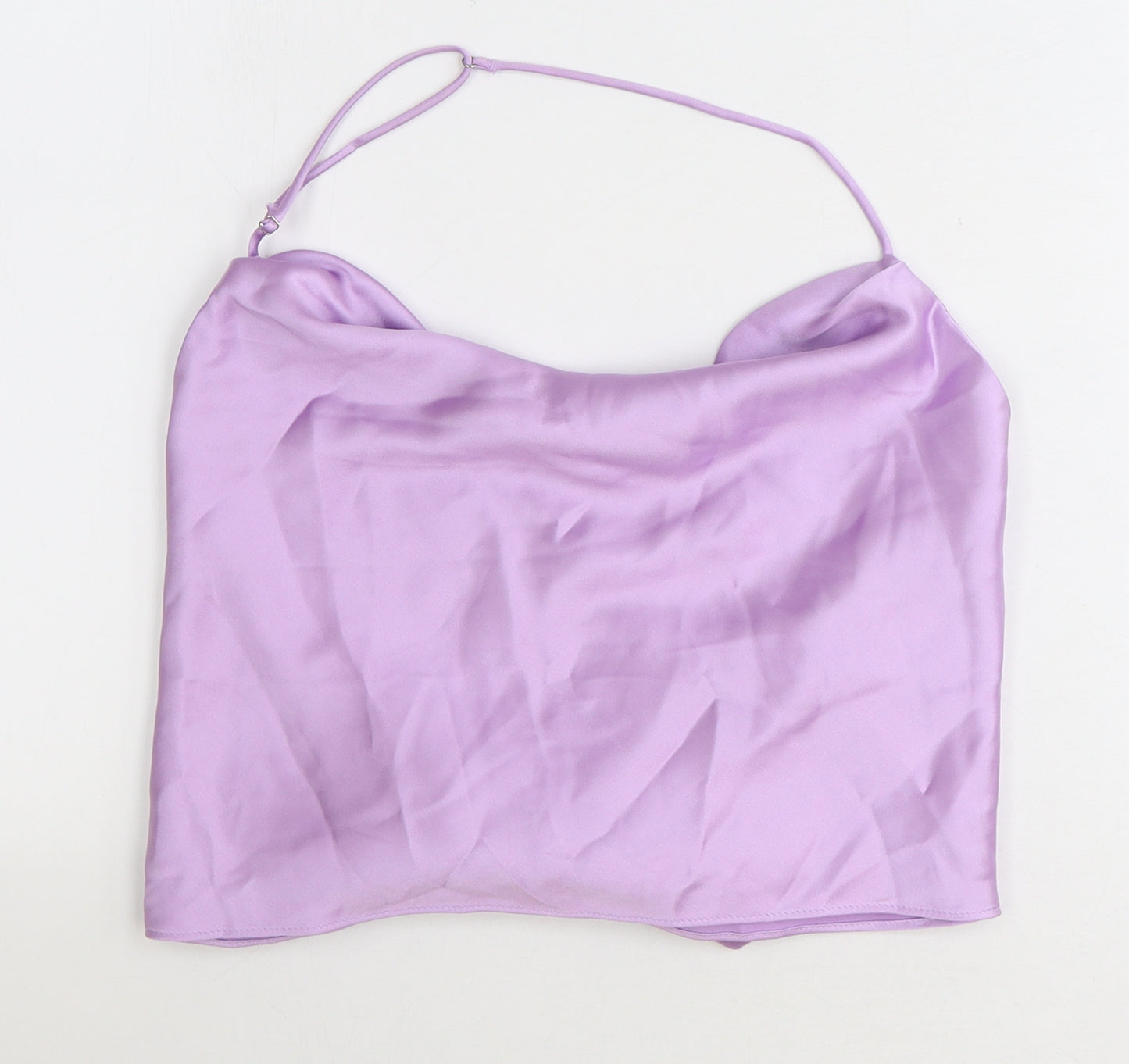Zara Womens Purple Polyester Cropped Tank Size 2XL Cowl Neck