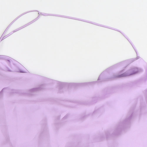 Zara Womens Purple Polyester Cropped Tank Size 2XL Cowl Neck