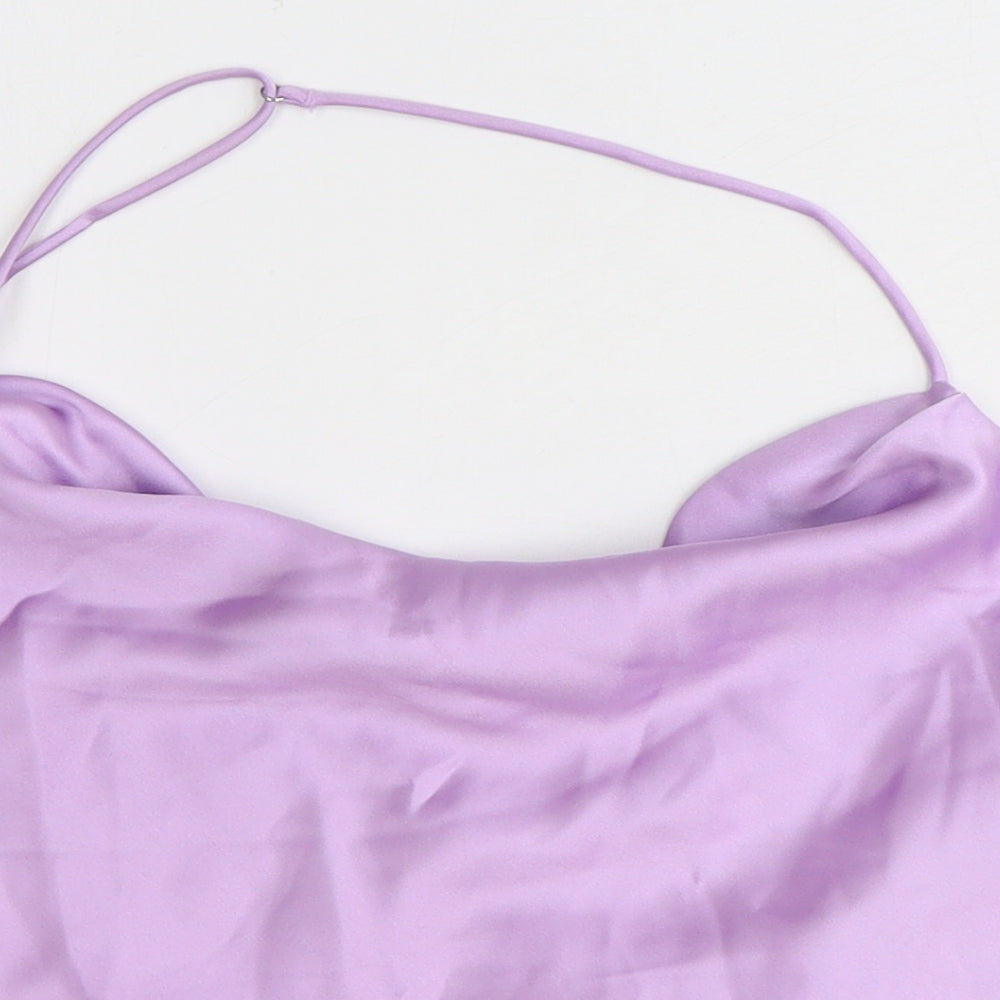 Zara Womens Purple Polyester Cropped Tank Size 2XL Cowl Neck