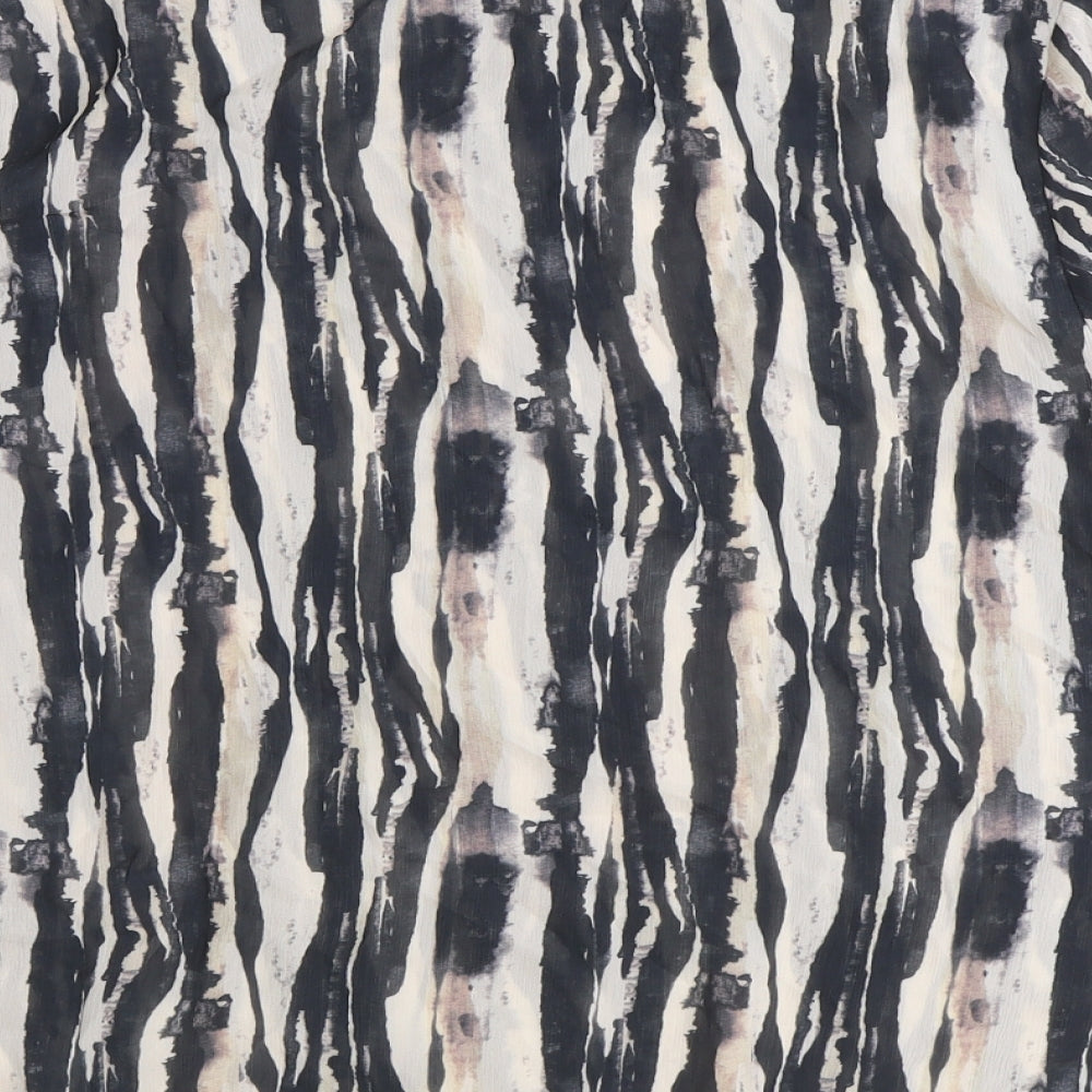 Primark Womens Black Geometric Polyester Basic Blouse Size 12 Round Neck