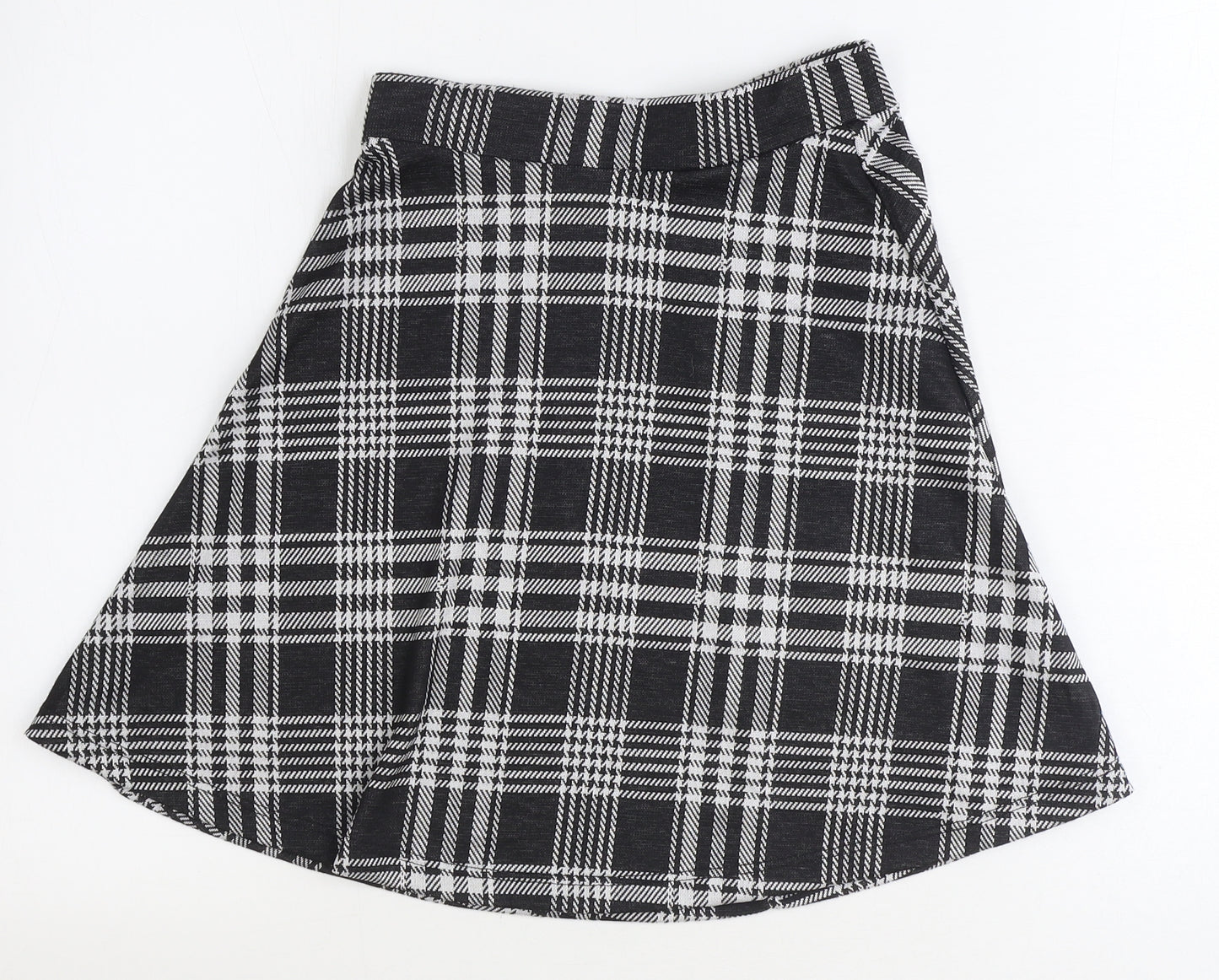 Lipsy Womens Black Plaid Polyester Swing Skirt Size 6