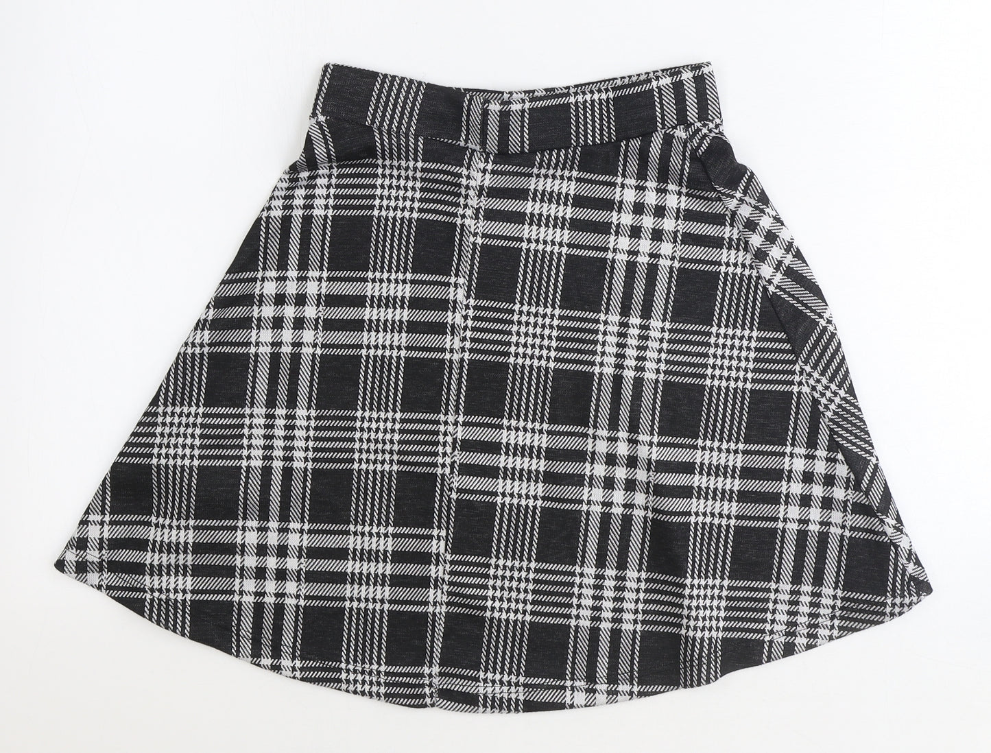 Lipsy Womens Black Plaid Polyester Swing Skirt Size 6