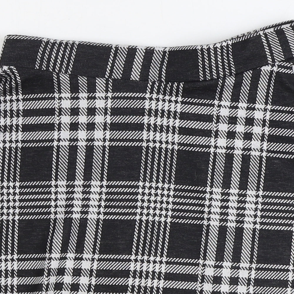 Lipsy Womens Black Plaid Polyester Swing Skirt Size 6