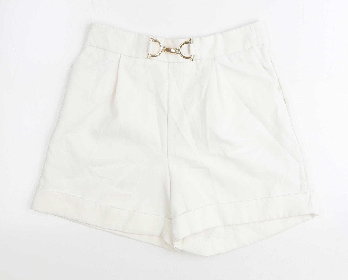 Cameo Rose Womens White Polyester Chino Shorts Size 12 Regular Zip