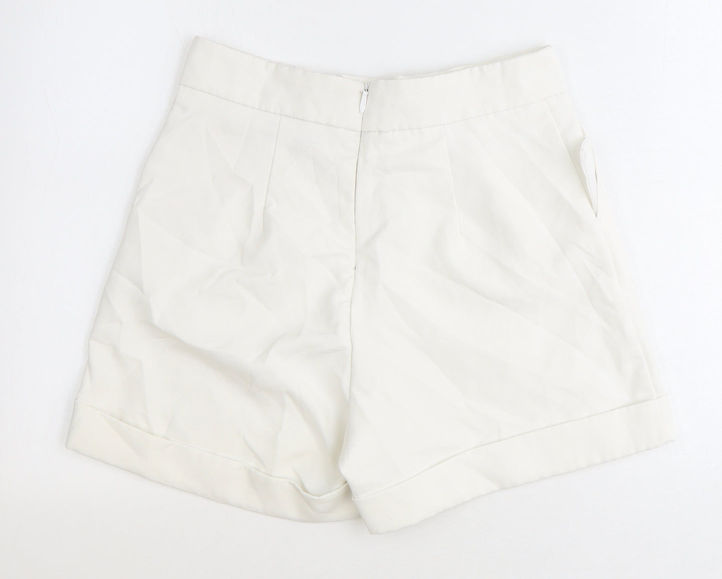 Cameo Rose Womens White Polyester Chino Shorts Size 12 Regular Zip