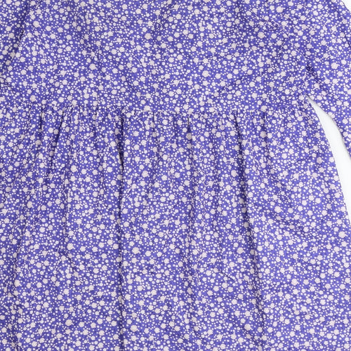 Preworn Womens Blue Floral Polyester Fit & Flare Size S V-Neck Pullover