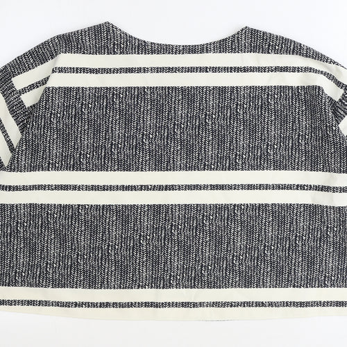 Topshop Womens Black Geometric Polyester Cropped T-Shirt Size 10 Round Neck