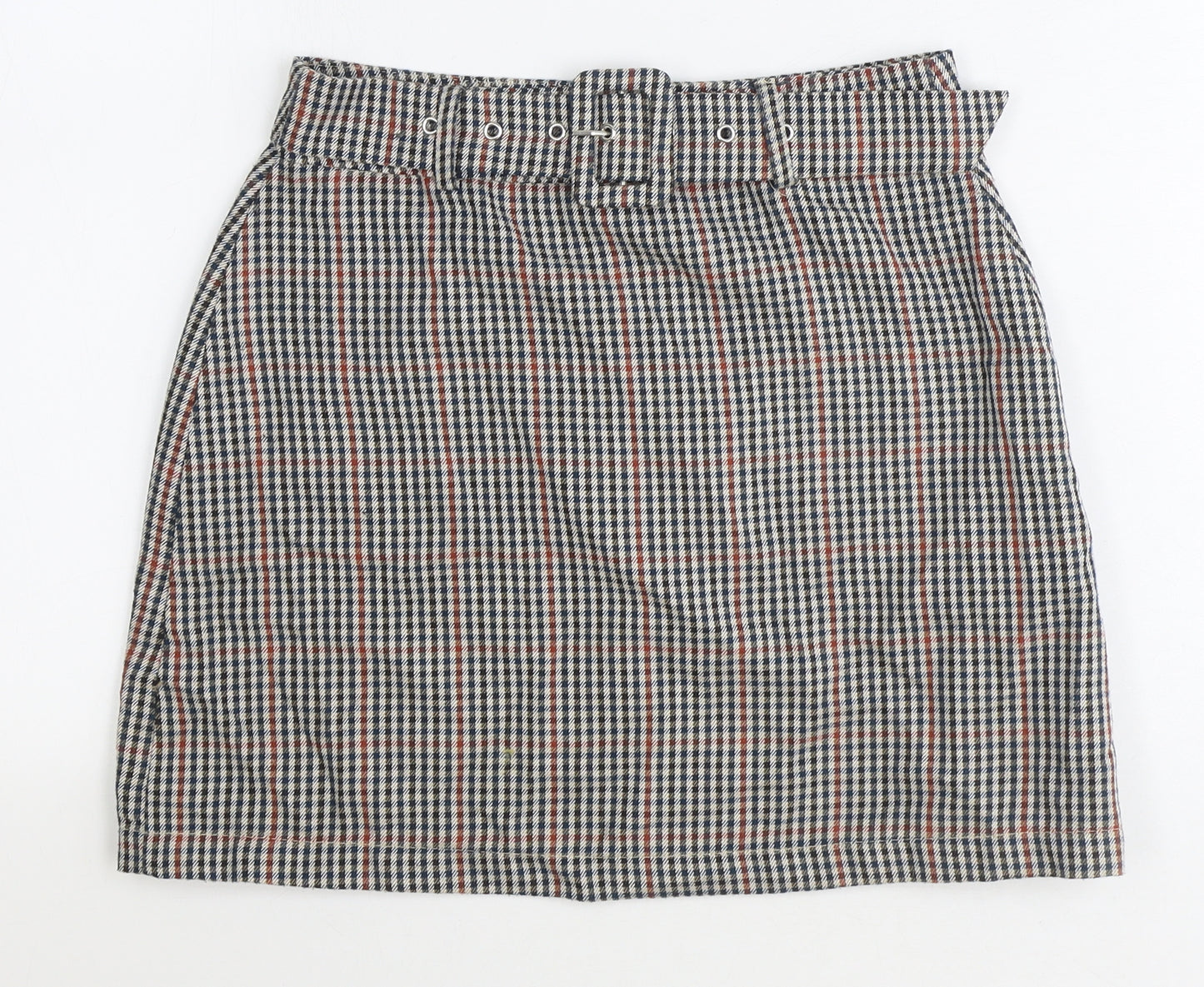 Primark Womens Multicoloured Plaid Polyester Mini Skirt Size 6 Zip