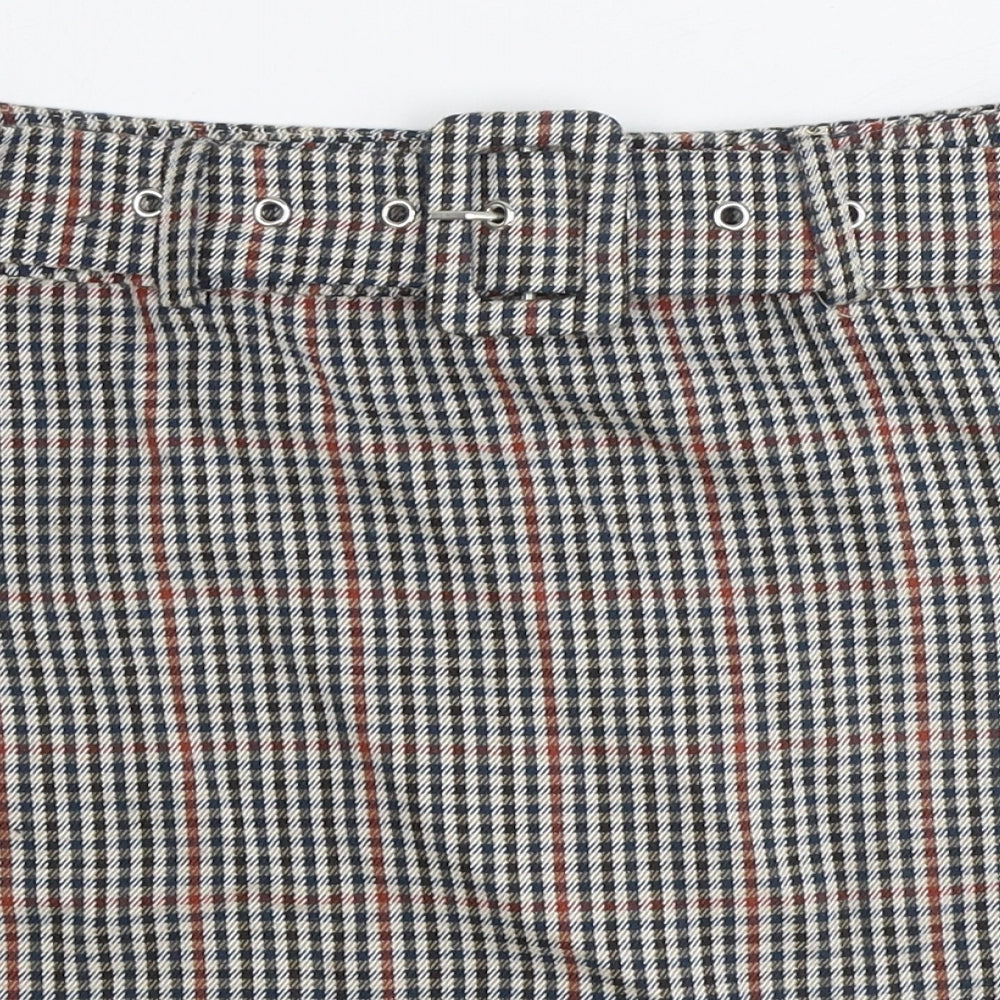 Primark Womens Multicoloured Plaid Polyester Mini Skirt Size 6 Zip