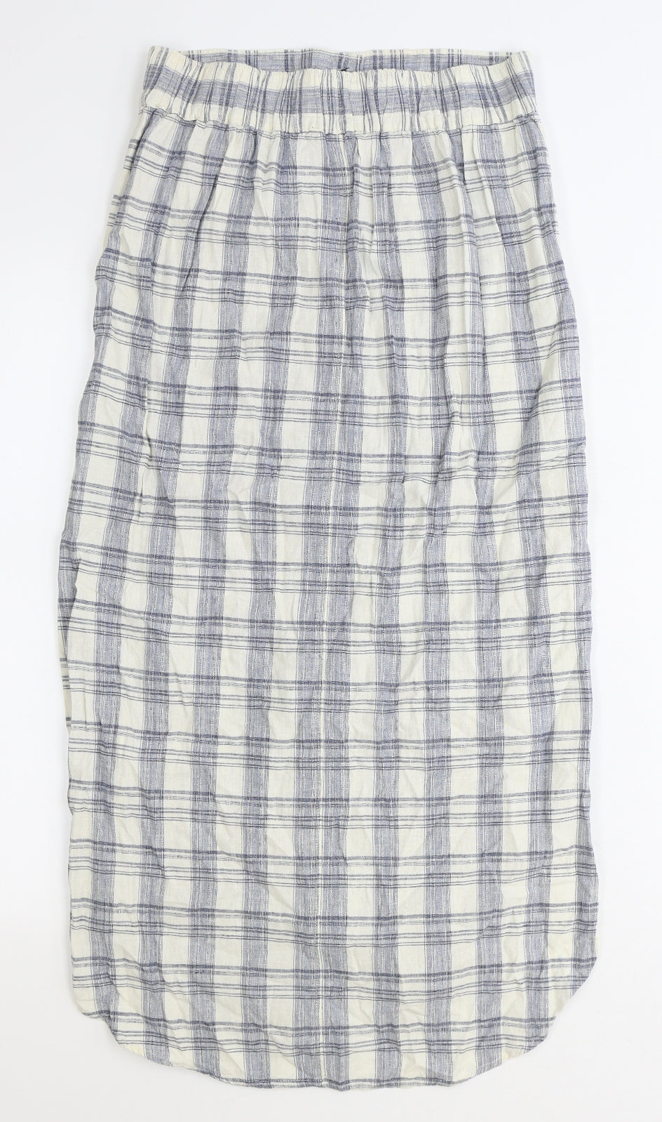 Marks and Spencer Womens Blue Plaid Cotton Straight & Pencil Skirt Size 8 Button