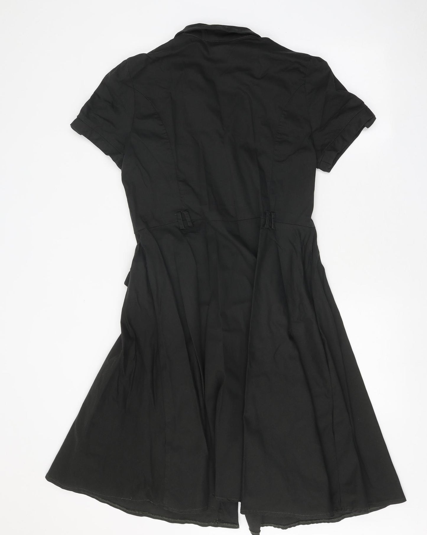 Voodoo Vixen Womens Black Cotton Shirt Dress Size 14 Collared Button