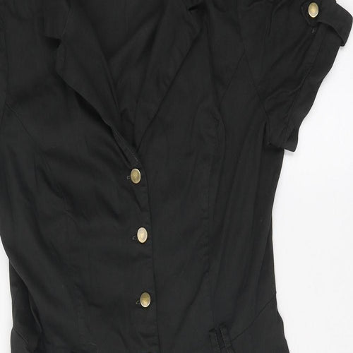 Voodoo Vixen Womens Black Cotton Shirt Dress Size 14 Collared Button