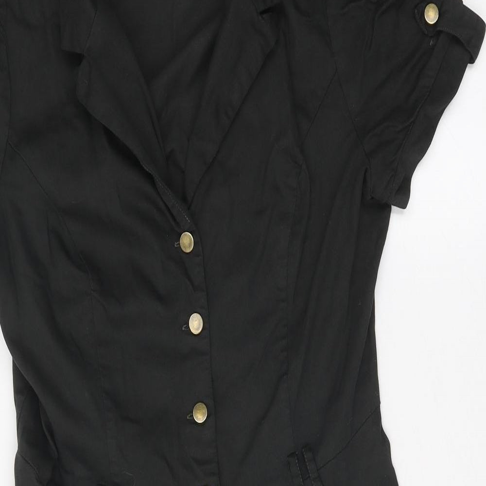 Voodoo Vixen Womens Black Cotton Shirt Dress Size 14 Collared Button