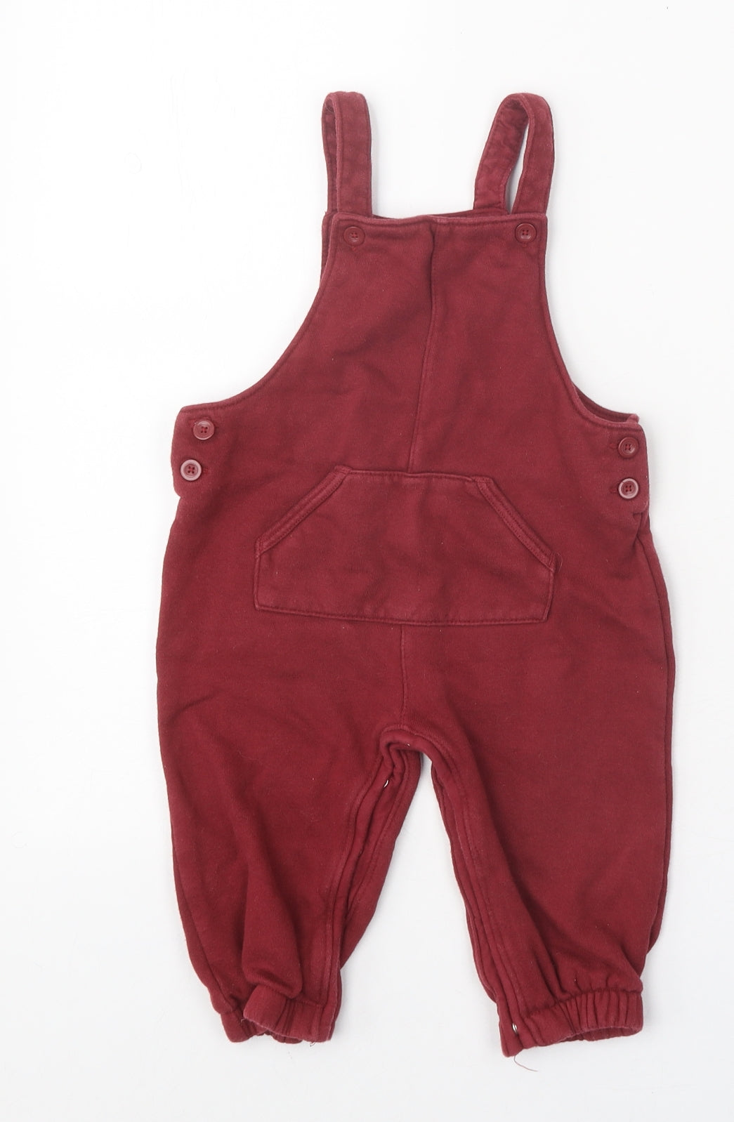 Anyday Boys Red 100% Cotton Dungaree One-Piece Size 9-12 Months Snap