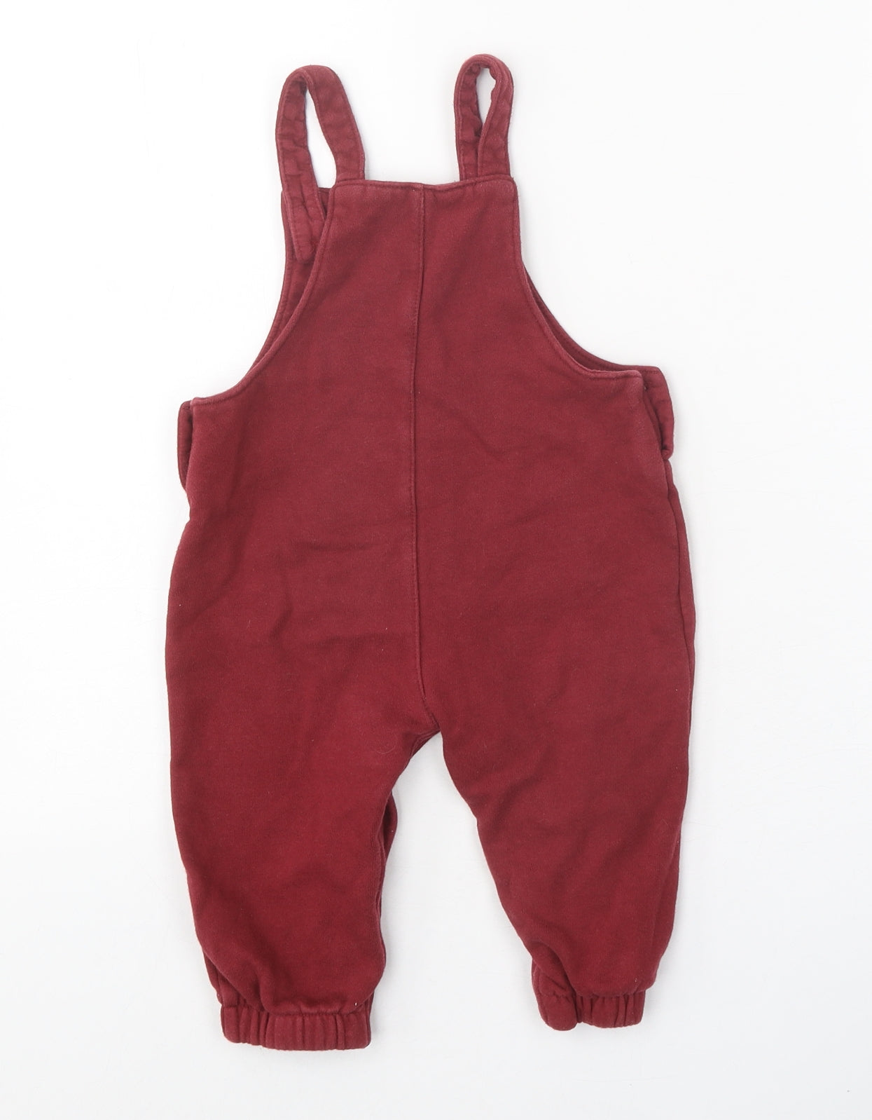 Anyday Boys Red 100% Cotton Dungaree One-Piece Size 9-12 Months Snap