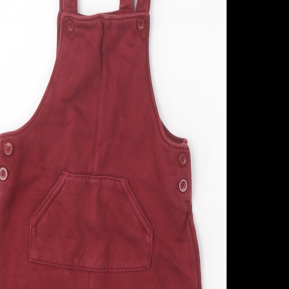 Anyday Boys Red 100% Cotton Dungaree One-Piece Size 9-12 Months Snap
