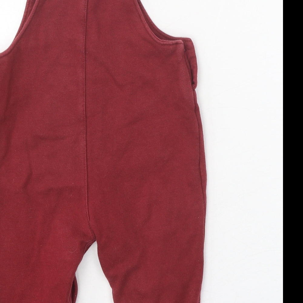 Anyday Boys Red 100% Cotton Dungaree One-Piece Size 9-12 Months Snap