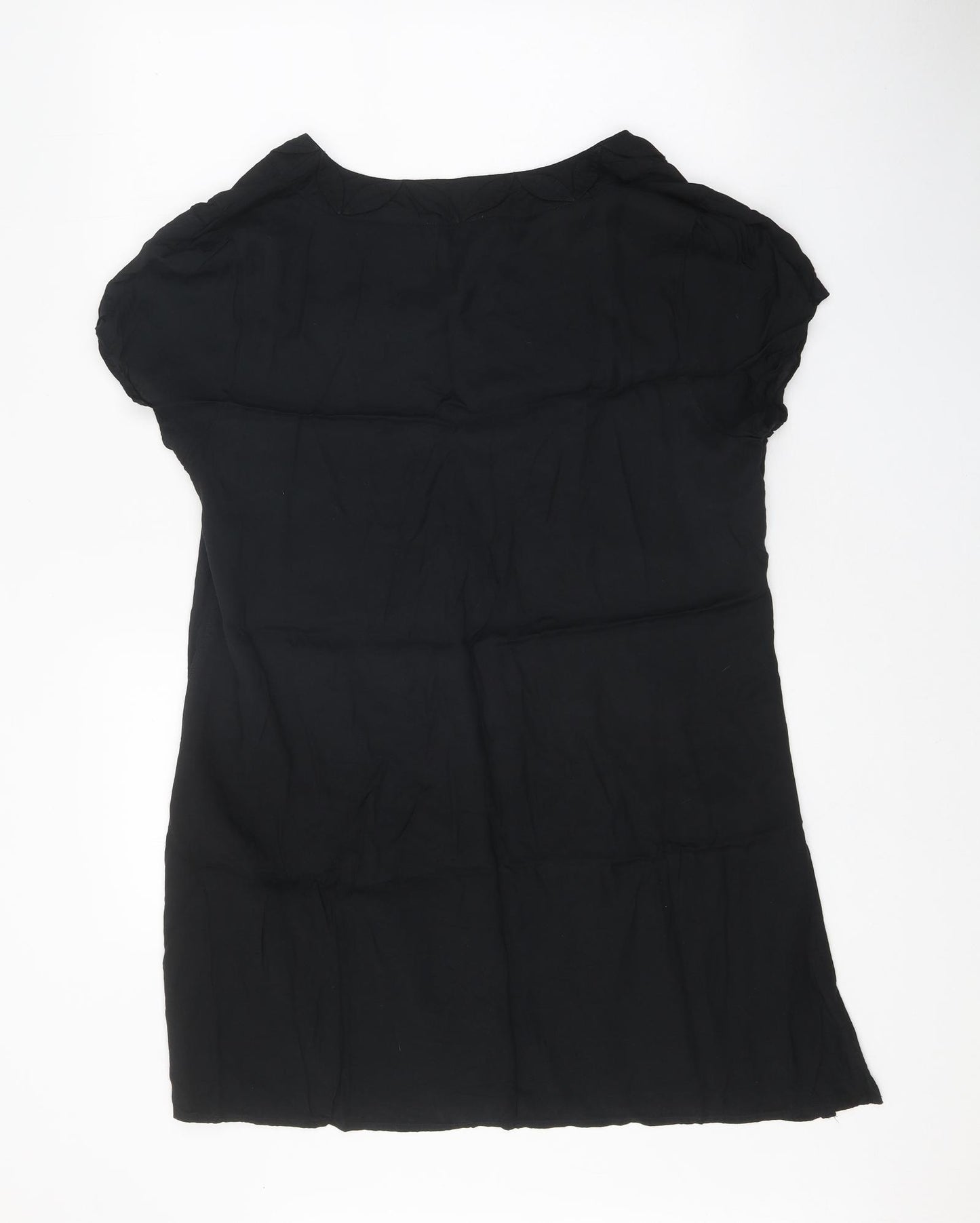Marks and Spencer Womens Black Viscose Basic T-Shirt Size 18 V-Neck
