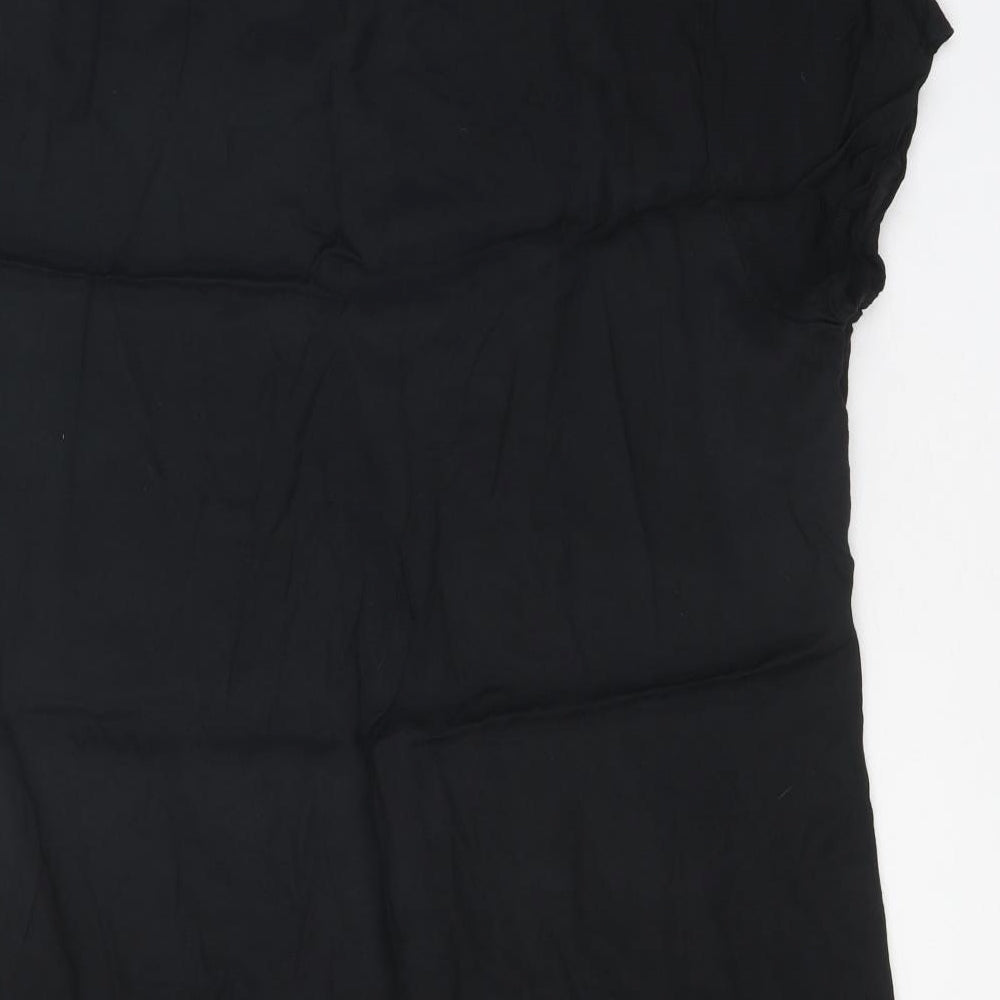 Marks and Spencer Womens Black Viscose Basic T-Shirt Size 18 V-Neck