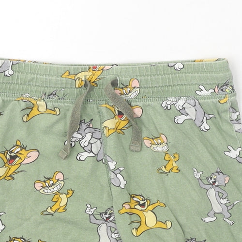 H&M Boys Green Geometric 100% Cotton Sweat Shorts Size 5-6 Years Regular Drawstring - Tom & Jerry