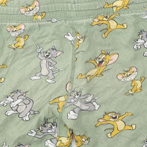 H&M Boys Green Geometric 100% Cotton Sweat Shorts Size 5-6 Years Regular Drawstring - Tom & Jerry