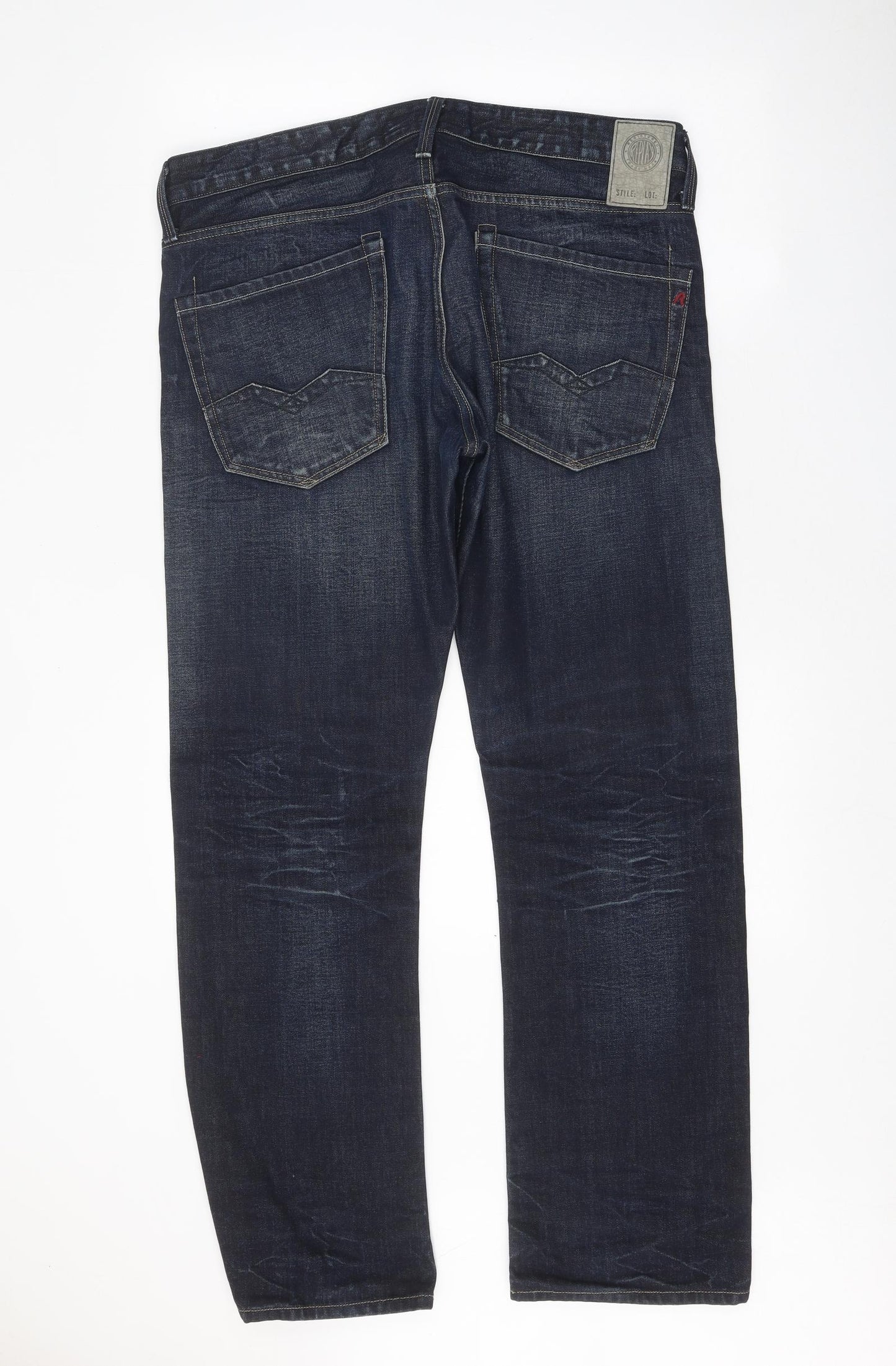 Replay Mens Blue Cotton Straight Jeans Size 36 in Regular Button
