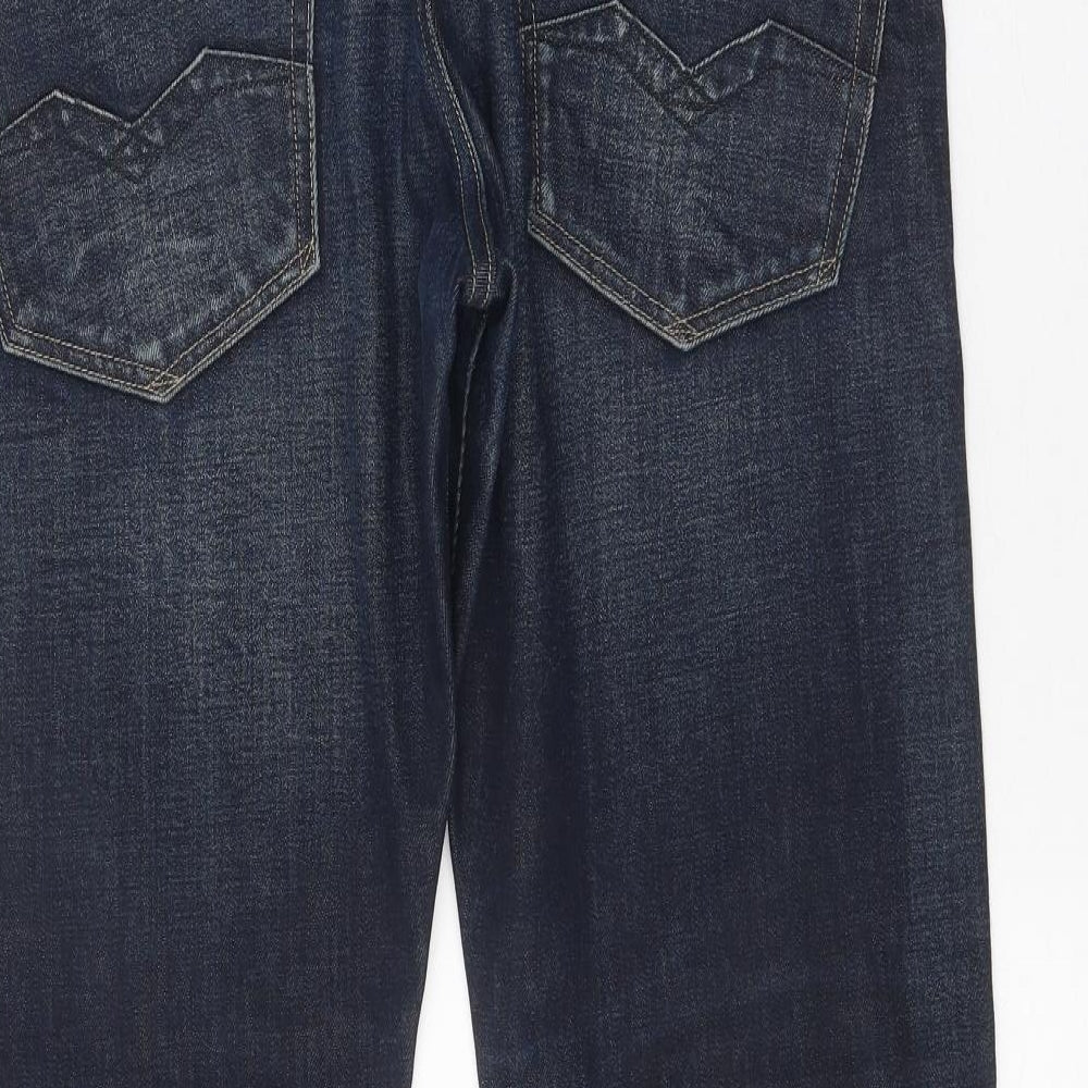 Replay Mens Blue Cotton Straight Jeans Size 36 in Regular Button