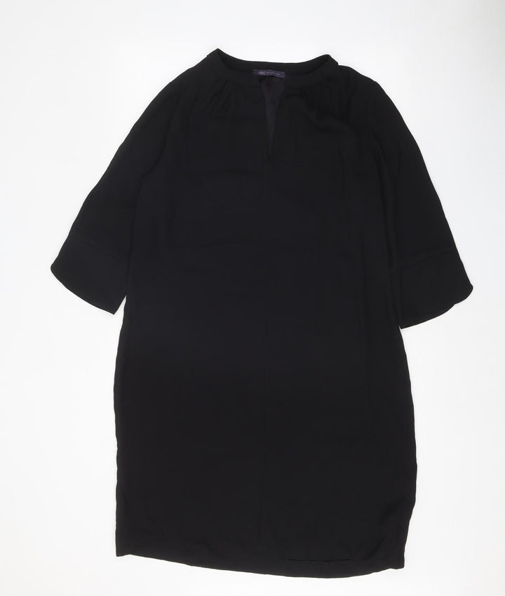 Marks and Spencer Womens Black Polyester Sheath Size 14 V-Neck Pullover