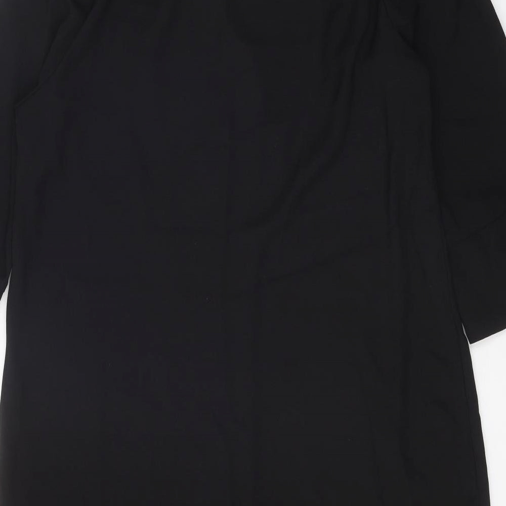 Marks and Spencer Womens Black Polyester Sheath Size 14 V-Neck Pullover