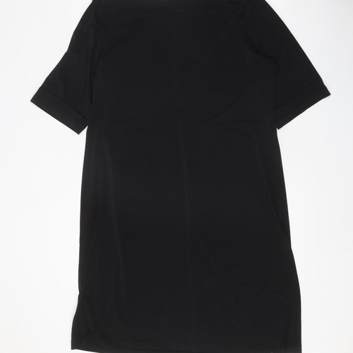 Chico's Womens Black Polyester T-Shirt Dress One Size Boat Neck Pullover - 41 Inch Waist