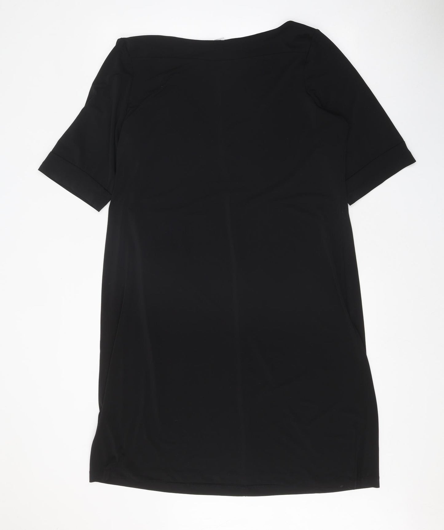 Chico's Womens Black Polyester T-Shirt Dress One Size Boat Neck Pullover - 41 Inch Waist