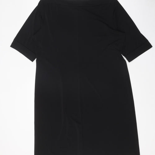 Chico's Womens Black Polyester T-Shirt Dress One Size Boat Neck Pullover - 41 Inch Waist