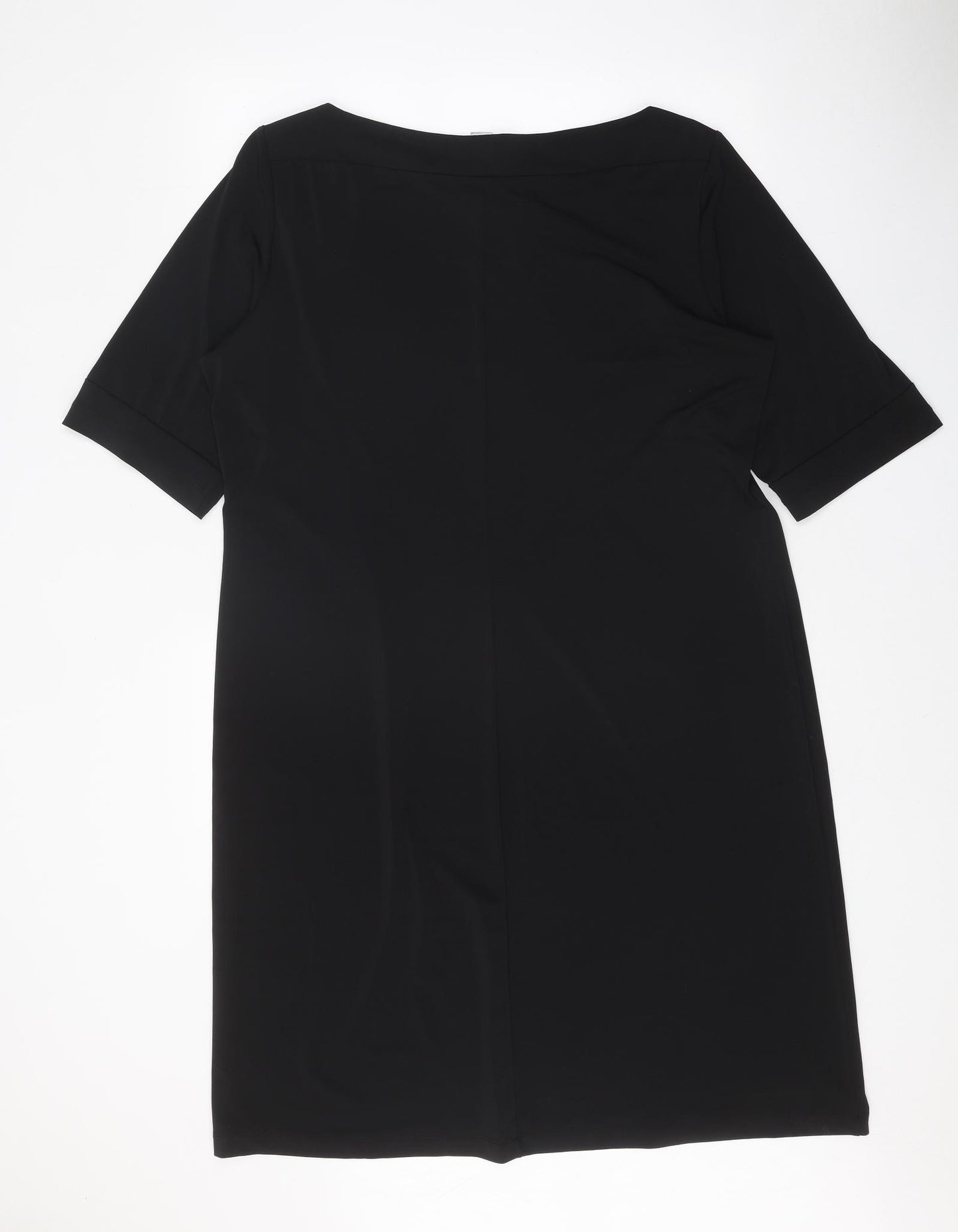Chico's Womens Black Polyester T-Shirt Dress One Size Boat Neck Pullover - 41 Inch Waist