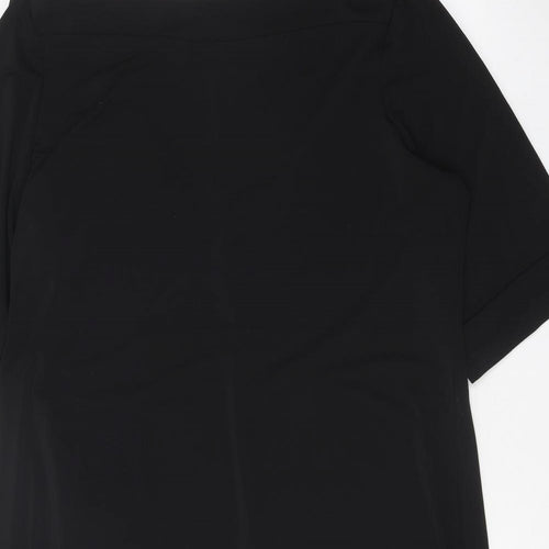 Chico's Womens Black Polyester T-Shirt Dress One Size Boat Neck Pullover - 41 Inch Waist