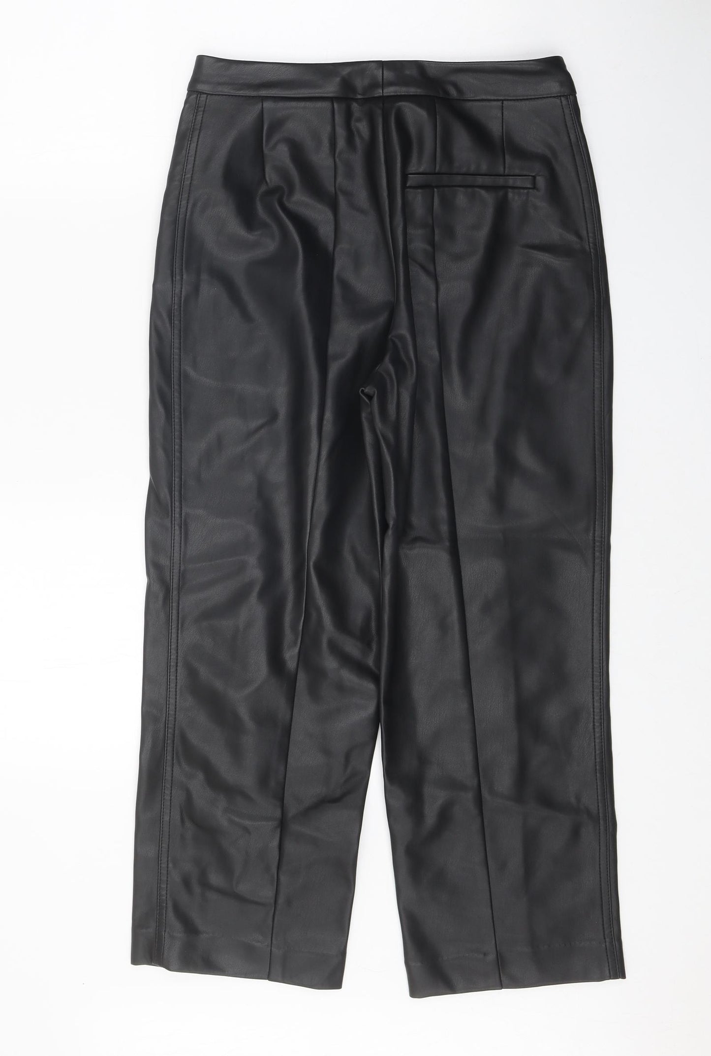 Marks and Spencer Womens Black Polyurethane Trousers Size 8 Regular Zip - Faux Leather