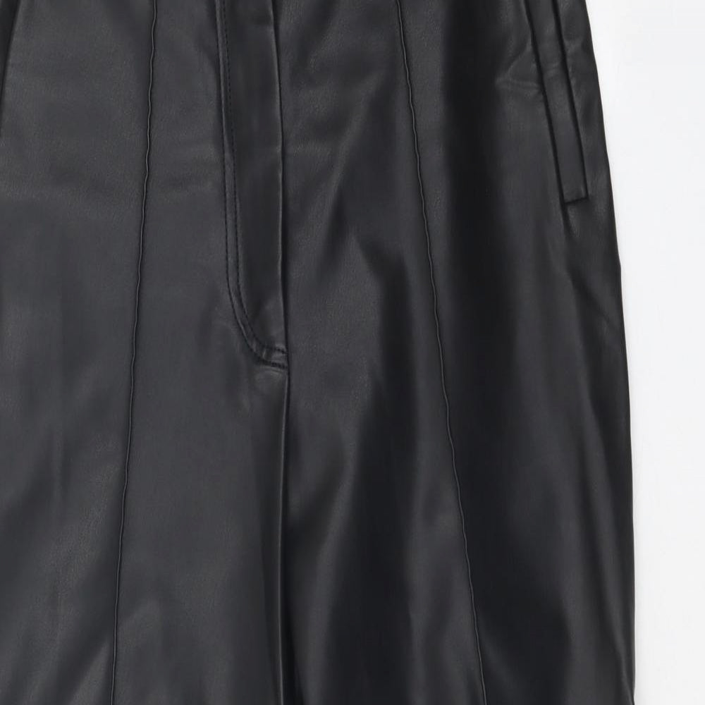Marks and Spencer Womens Black Polyurethane Trousers Size 8 Regular Zip - Faux Leather