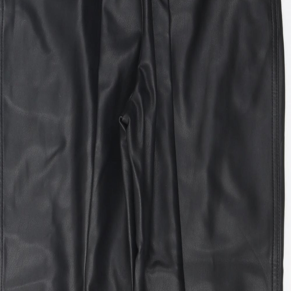Marks and Spencer Womens Black Polyurethane Trousers Size 8 Regular Zip - Faux Leather