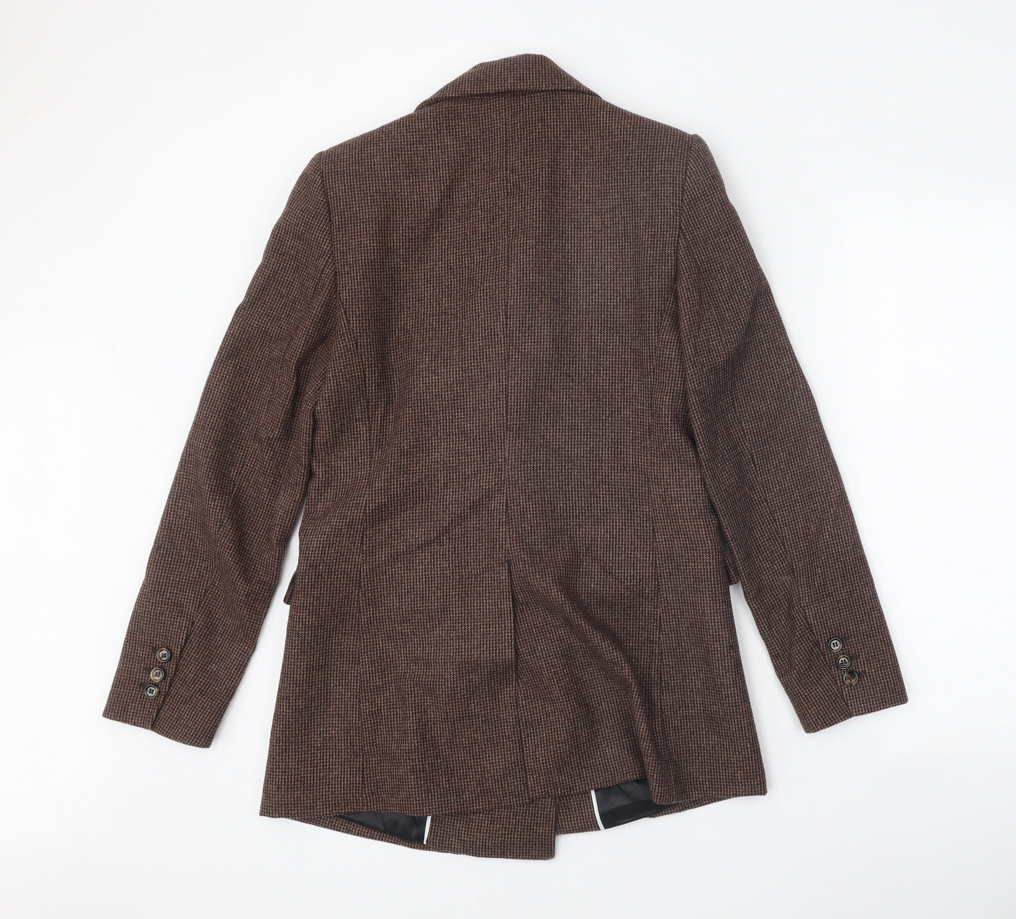 MNG Womens Brown Check Wool Jacket Blazer Size S