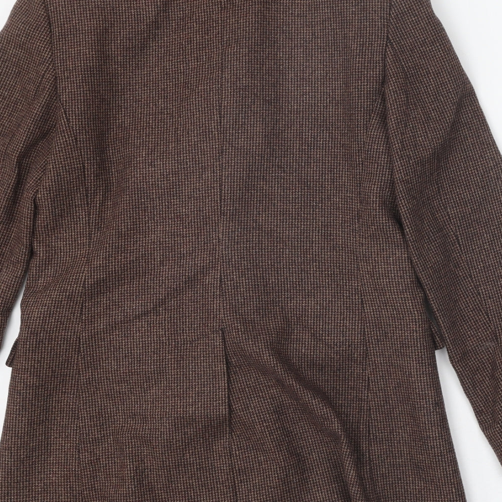 MNG Womens Brown Check Wool Jacket Blazer Size S