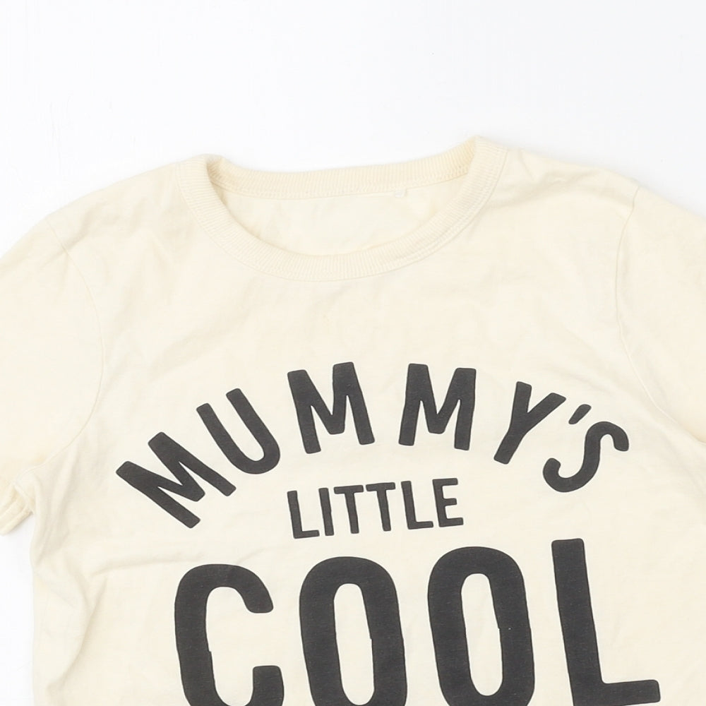 George Boys Beige 100% Cotton Basic T-Shirt Size 5-6 Years Round Neck Pullover - Mummy's Little Cool Dude