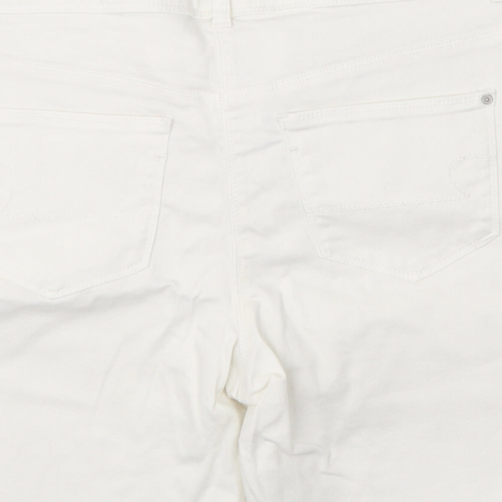 TU Womens White Cotton Chino Shorts Size 14 Regular Zip