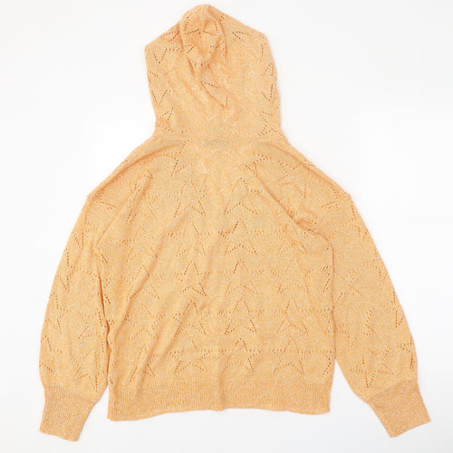 NEXT Womens Orange V-Neck Acrylic Pullover Jumper Size M - Star Detail