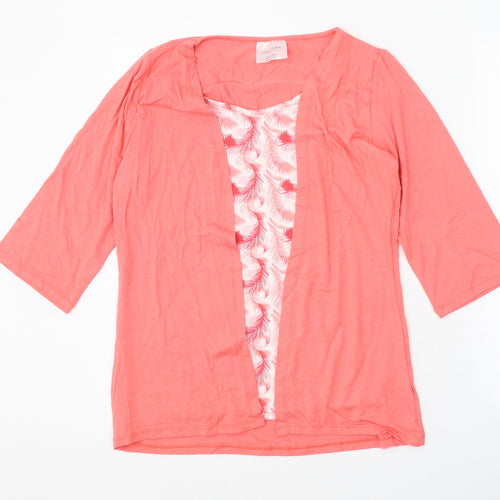 Gabriella Vicenza Womens Pink Geometric Viscose Basic T-Shirt Size 10 Round Neck